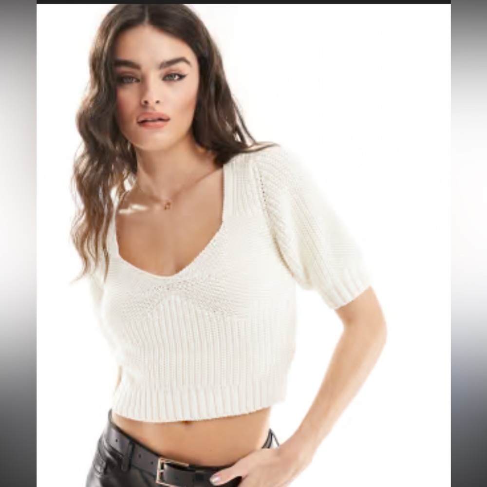 & Other Stories CROPPED SWEETHEART BUSTIER KNIT TOP Size Medium